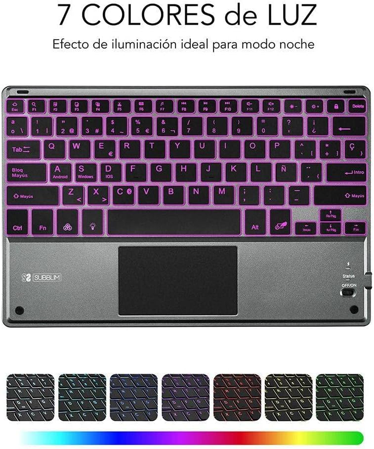 Teclado Compacto Sem Fios por Bluetooth Subblim Touchpad Smart Retroiluminado/ Cinzento - Imagem 6