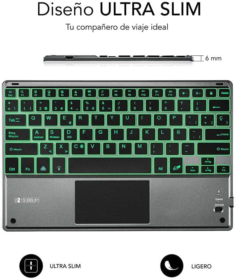 Teclado Compacto Sem Fios por Bluetooth Subblim Touchpad Smart Retroiluminado/ Cinzento - Imagem 4