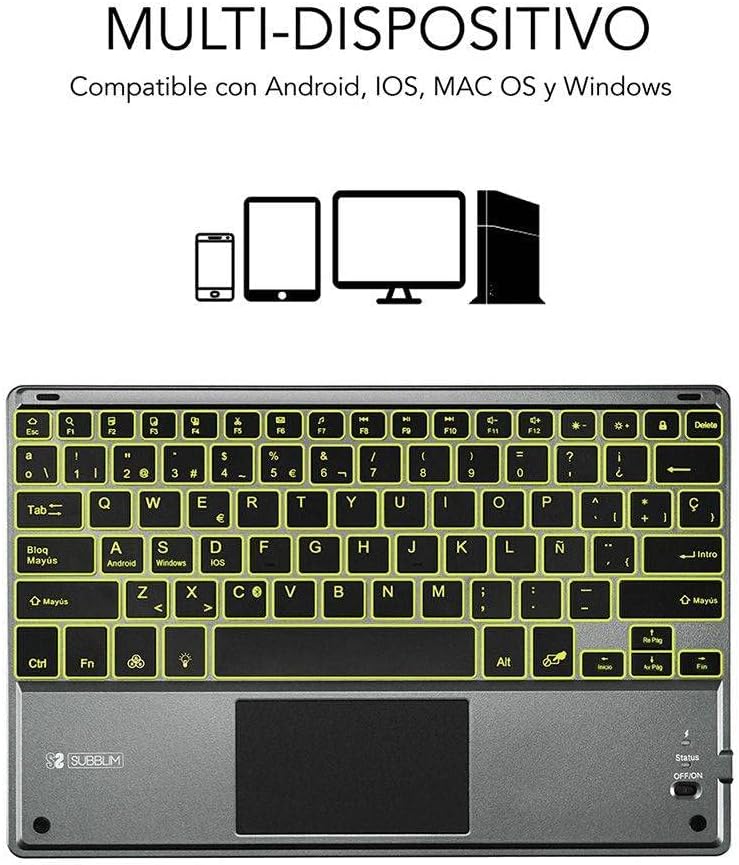 Teclado Compacto Sem Fios por Bluetooth Subblim Touchpad Smart Retroiluminado/ Cinzento - Imagem 3