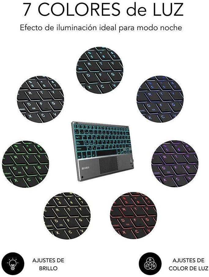 Teclado Compacto Sem Fios por Bluetooth Subblim Touchpad Smart Retroiluminado/ Cinzento - Imagem 7