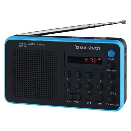 Rádio Portátil Sunstech RPDS32BL/ com Bateria/ Preto e Azul