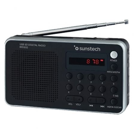 Rádio Portátil Sunstech RPD32SL/ com Bateria/ Preto e Prateado