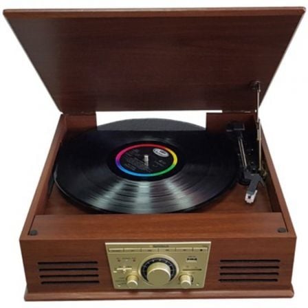 Gira-discos Sunstech PXR32 em Madeira com Bluetooth 5.0 USB SD e Função Encoding 3 Velocidades - Imagem 2