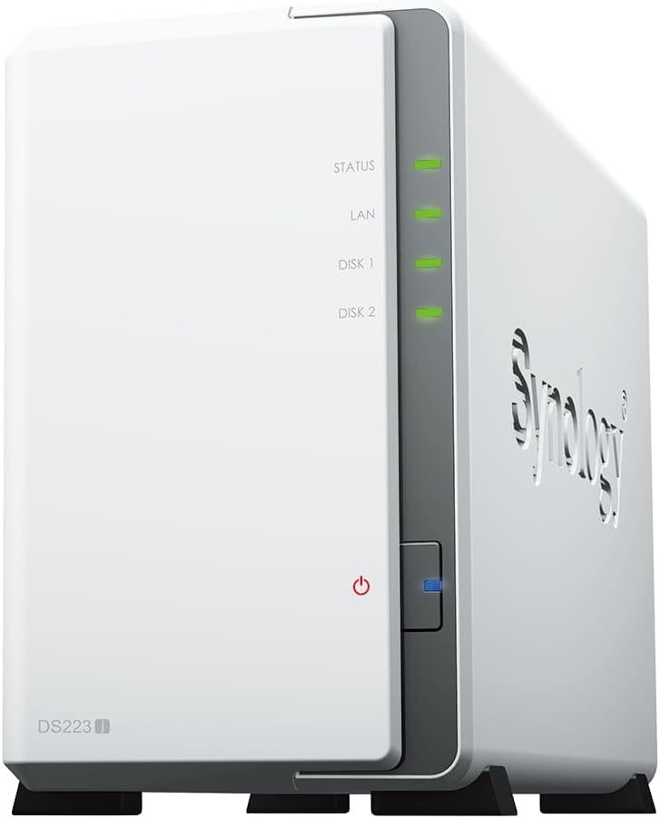NAS Synology Diskstation DS223J/ 2 Baías 3.5"- 2.5"/ 1GB DDR4/ Formato Torre