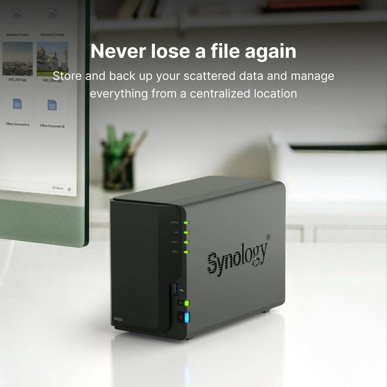 NAS Synology Diskstation DS223/ 2 Baías 3.5"- 2.5"/ 2GB DDR4/ Formato Torre - Imagem 2
