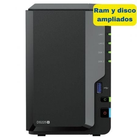 NAS Synology Diskstation DS225+/ 2 Baías 3.5"- 2.5"/ 6GB DDR4/ 8TB/ Formato Torre