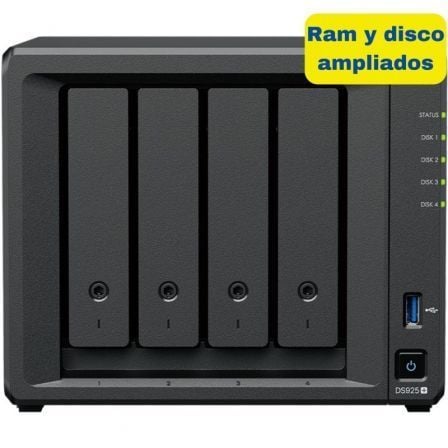 NAS Synology Diskstation DS925+/ 4 Baías 3.5"- 2.5"/ 8GB DDR4/ 16TB/ Formato Torre