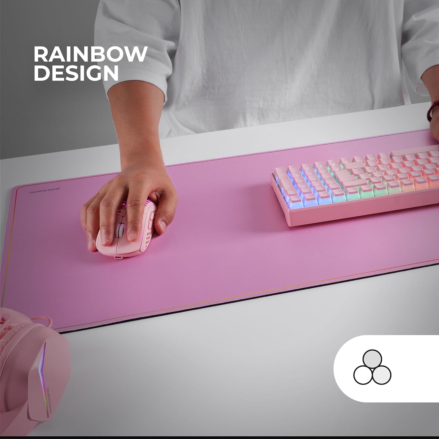 Tapete de Rato Mars Gaming MMP224/ 880 x 330 x 3mm/ Rosa - Imagem 2