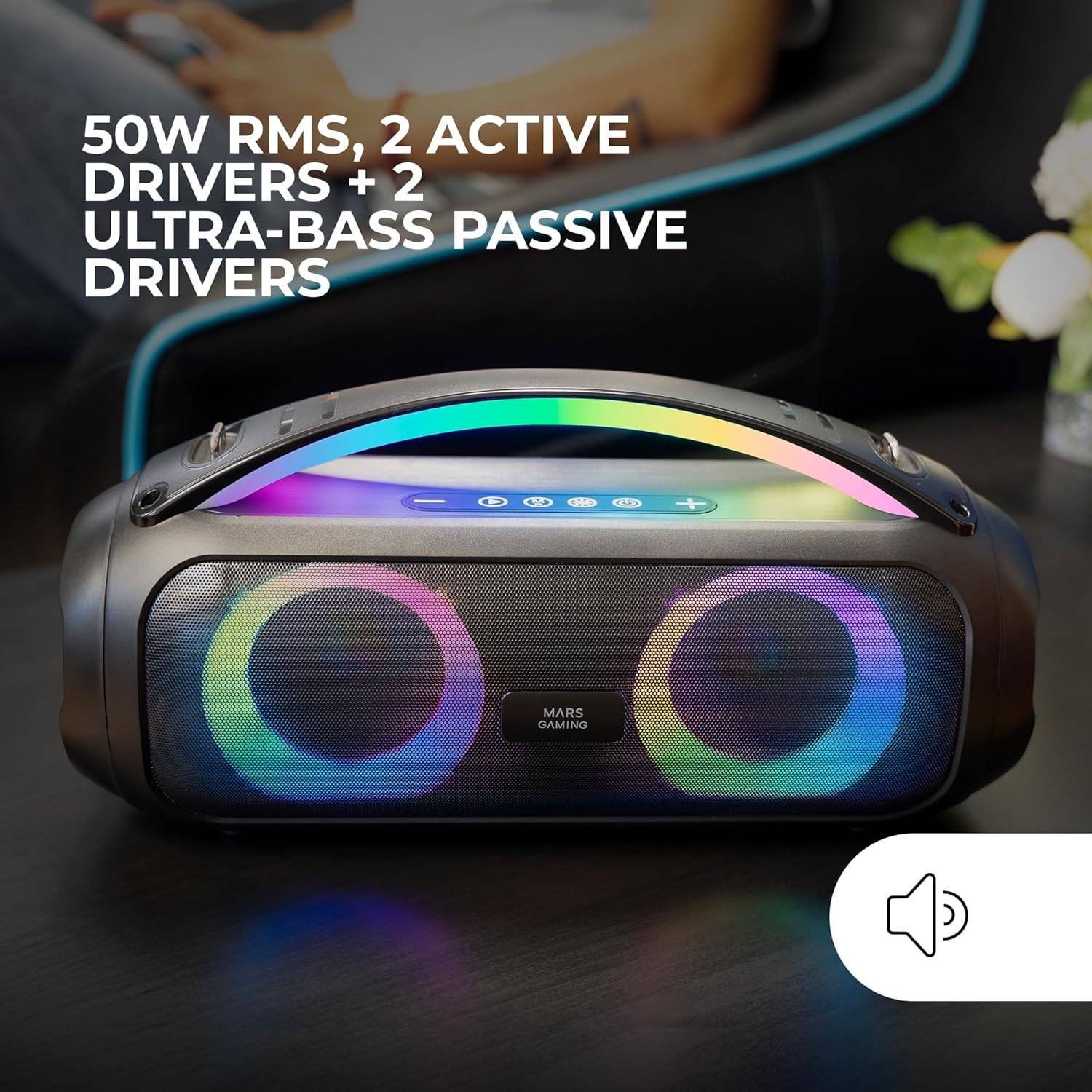 Altifalante com Bluetooth Mars Gaming MS-PULSE/ 50W RMS/ 2.0/ Preto - Imagem 2