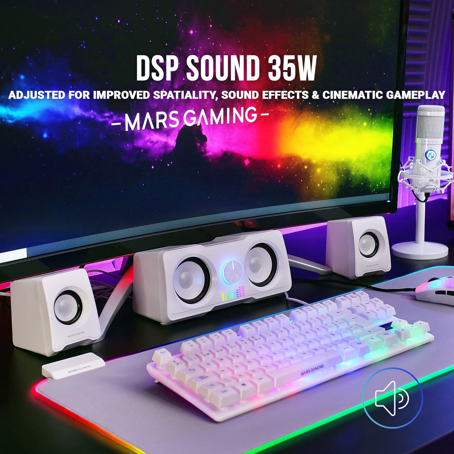 Colunas Mars Gaming MS22W/ 35W/ 2.2/ Brancas - Imagem 3