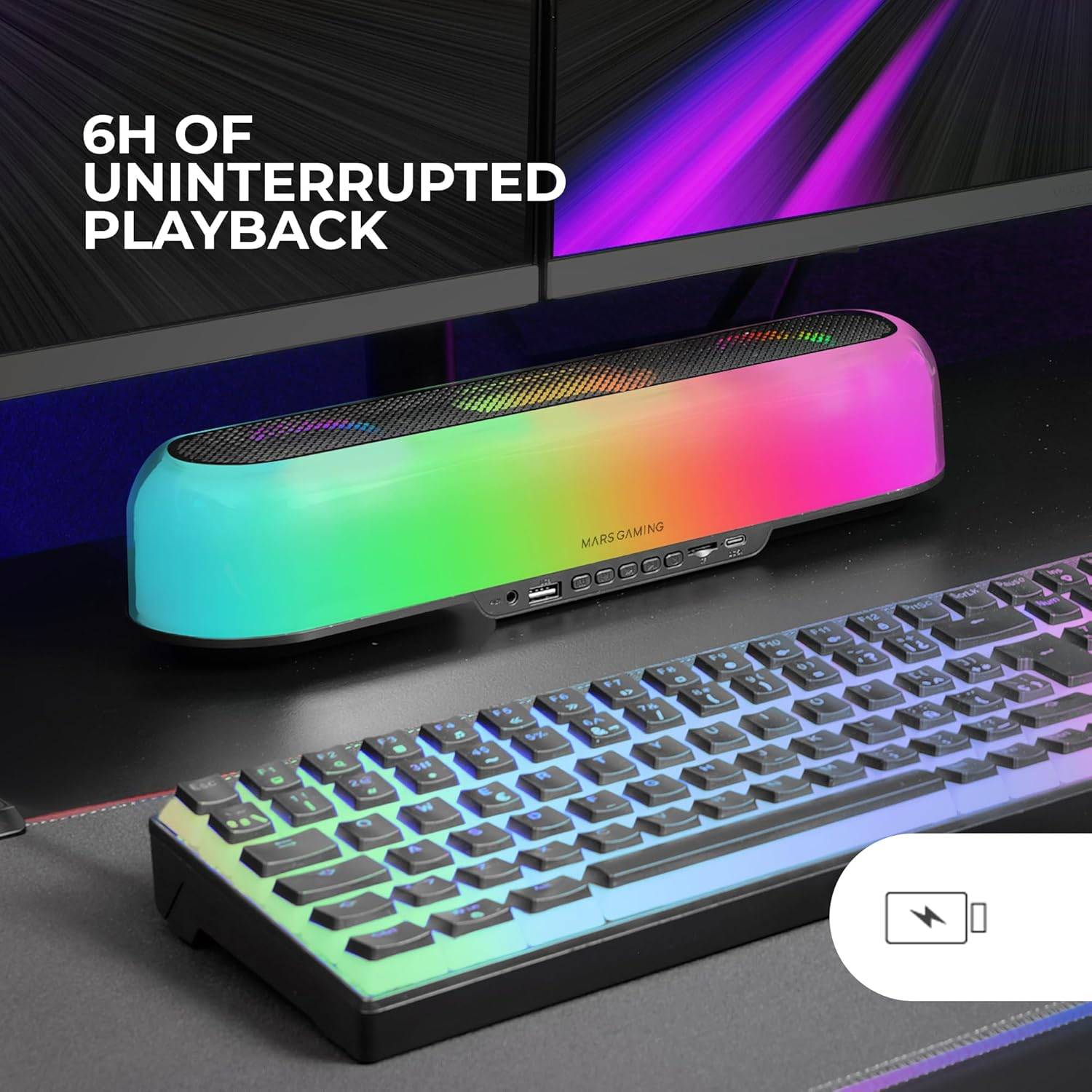 Barra de Som com Bluetooth Mars Gaming MSB-ORB/ 20W/ 2.0/ Preta - Imagem 5