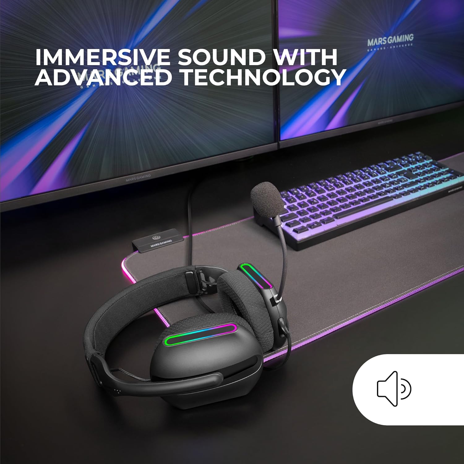 Auscultadores Gaming com Microfone Mars Gaming MH-PRO/ Jack 3.5/ USB/ Pretos - Imagem 2