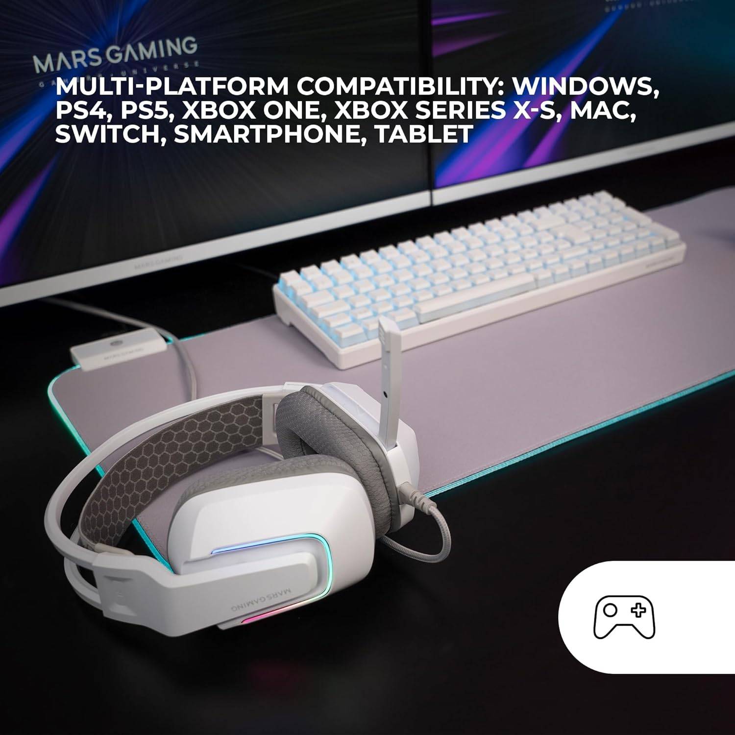 Auscultadores Gaming com Microfone Mars Gaming MH-Strike/ Jack 3.5/ USB/ Brancos - Imagem 5