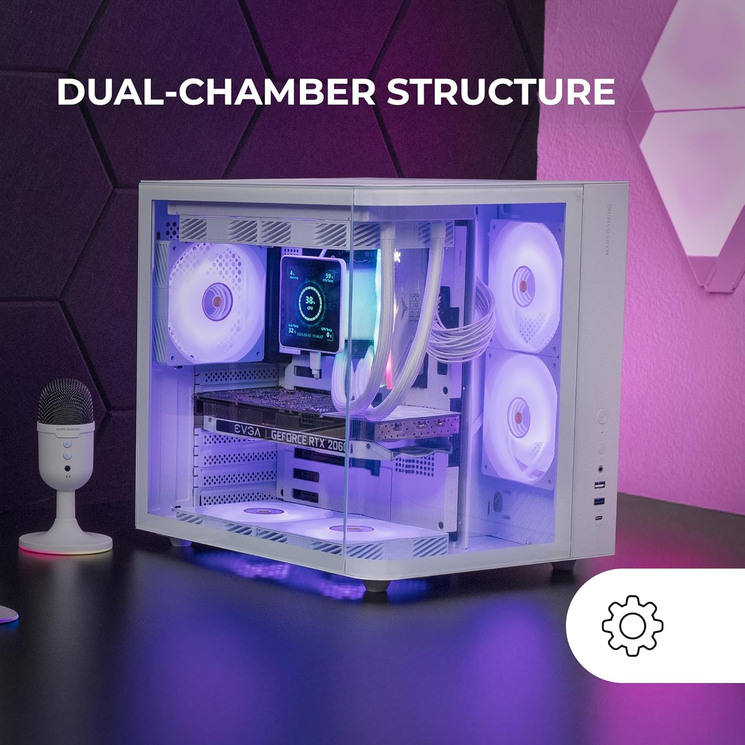 Caixa Gaming Semitorre Mars Gaming MC-CURV/ Branca - Imagem 3