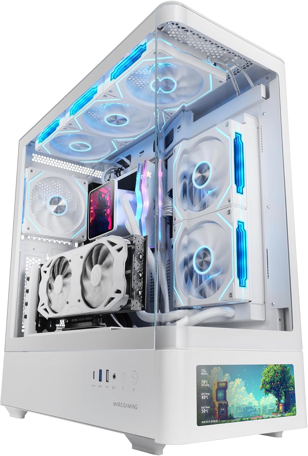 Caixa Gaming Semitorre Mars Gaming MC-LCDPRO/ Branca