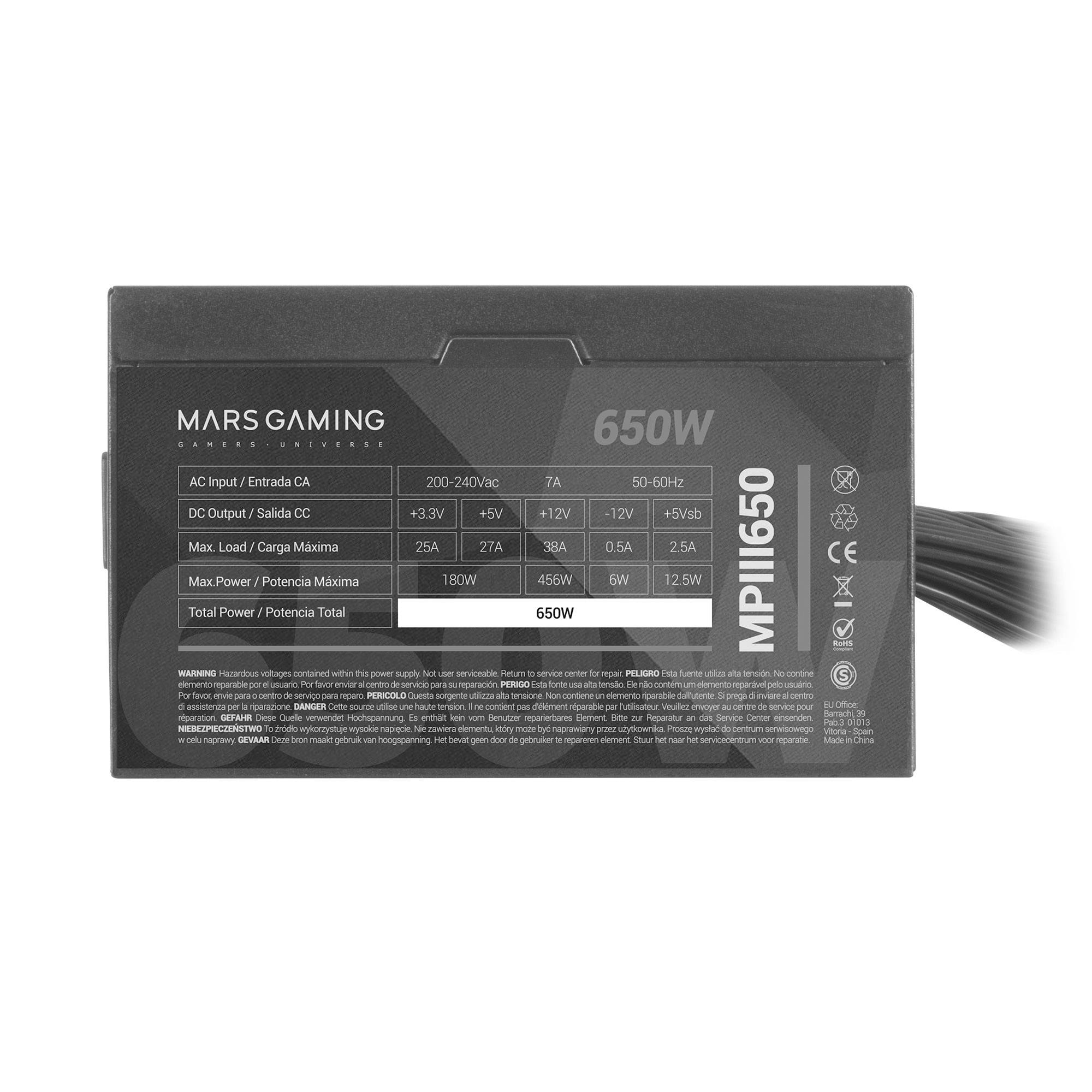 Fonte de Alimentação Mars Gaming MPIII650/ 650W/ Ventoinha 12cm - Imagem 3