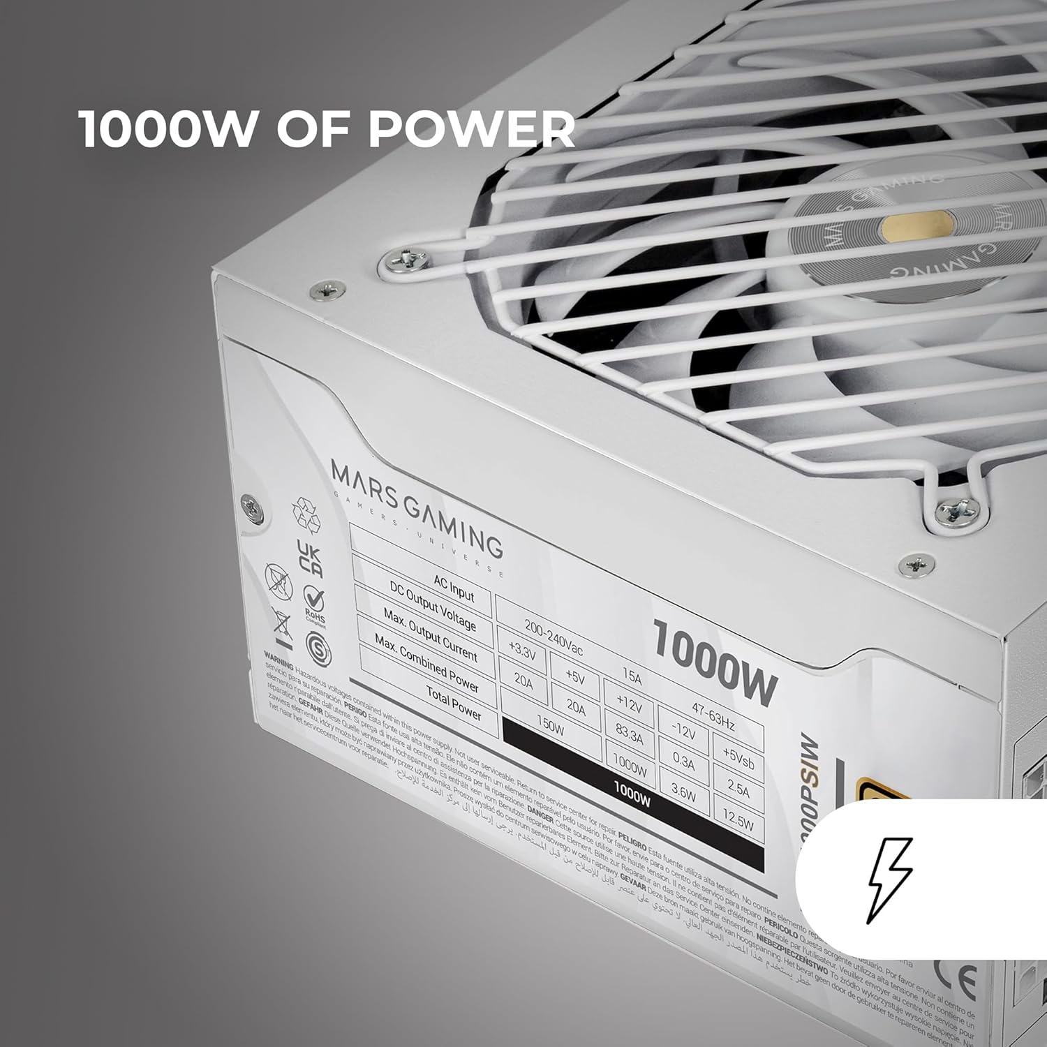 Fonte de Alimentação Mars Gaming MPB1000PSI/ 1000W/ Ventoinha 14cm/ 80 Plus Gold/ Branca - Imagem 2