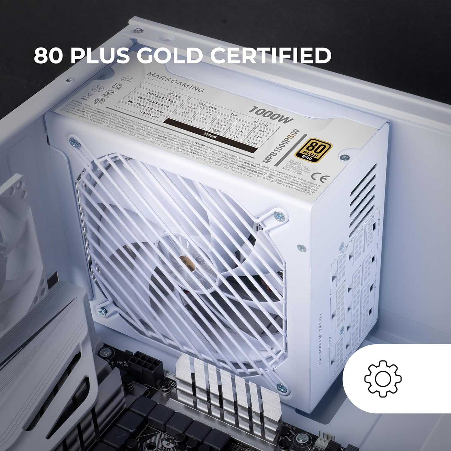 Fonte de Alimentação Mars Gaming MPB1000PSI/ 1000W/ Ventoinha 14cm/ 80 Plus Gold/ Branca - Imagem 3