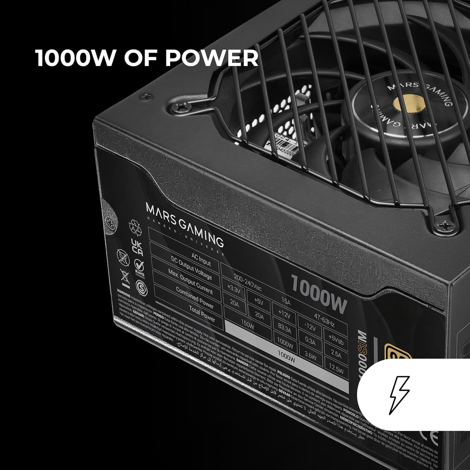 Fonte de Alimentação Mars Gaming MPB1000SIM/ 1000W/ Ventoinha 14cm/ 80 Plus Gold - Imagem 2