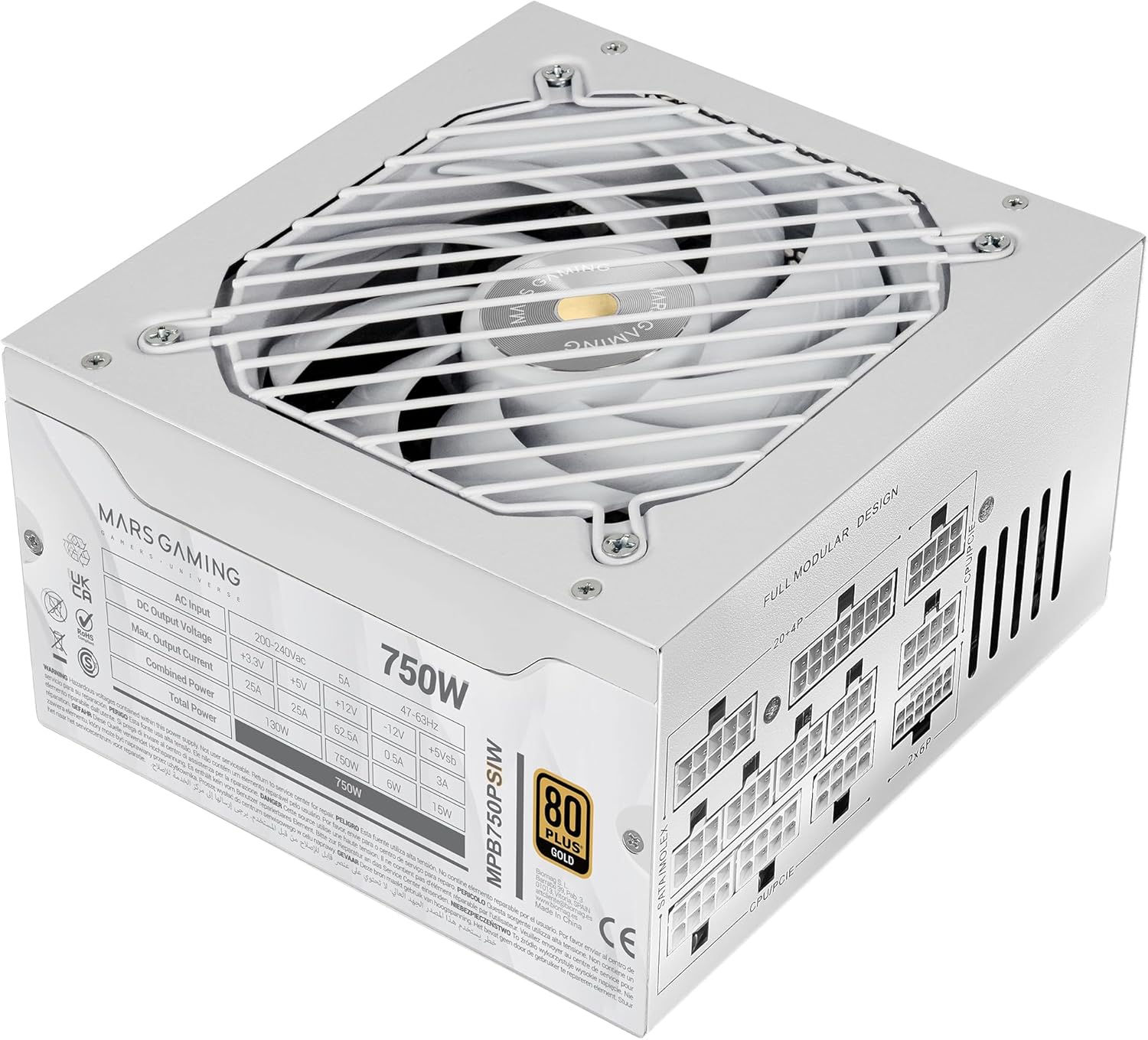 Fonte de Alimentação Mars Gaming MPB750PSI/ 750W/ Ventoinha 14cm/ 80 Plus Gold