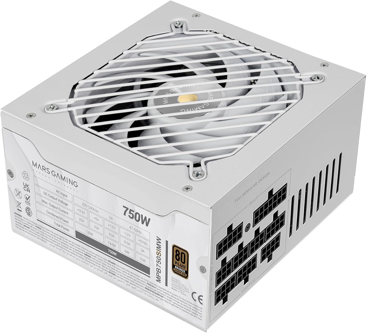 Fonte de Alimentação Mars Gaming MPB750SIM/ 750W/ Ventilador 14cm/ 80 Plus Bronze/ Branca
