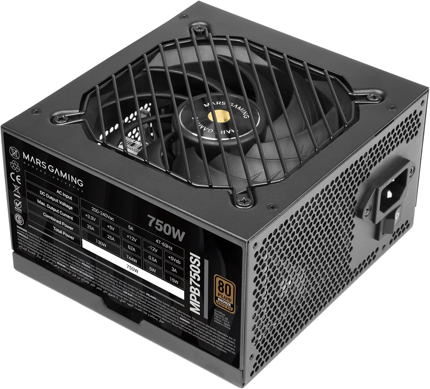 Fonte de Alimentação Mars Gaming MPB750SI/ 750W/ Ventilador 12cm/ 80 Plus Bronze