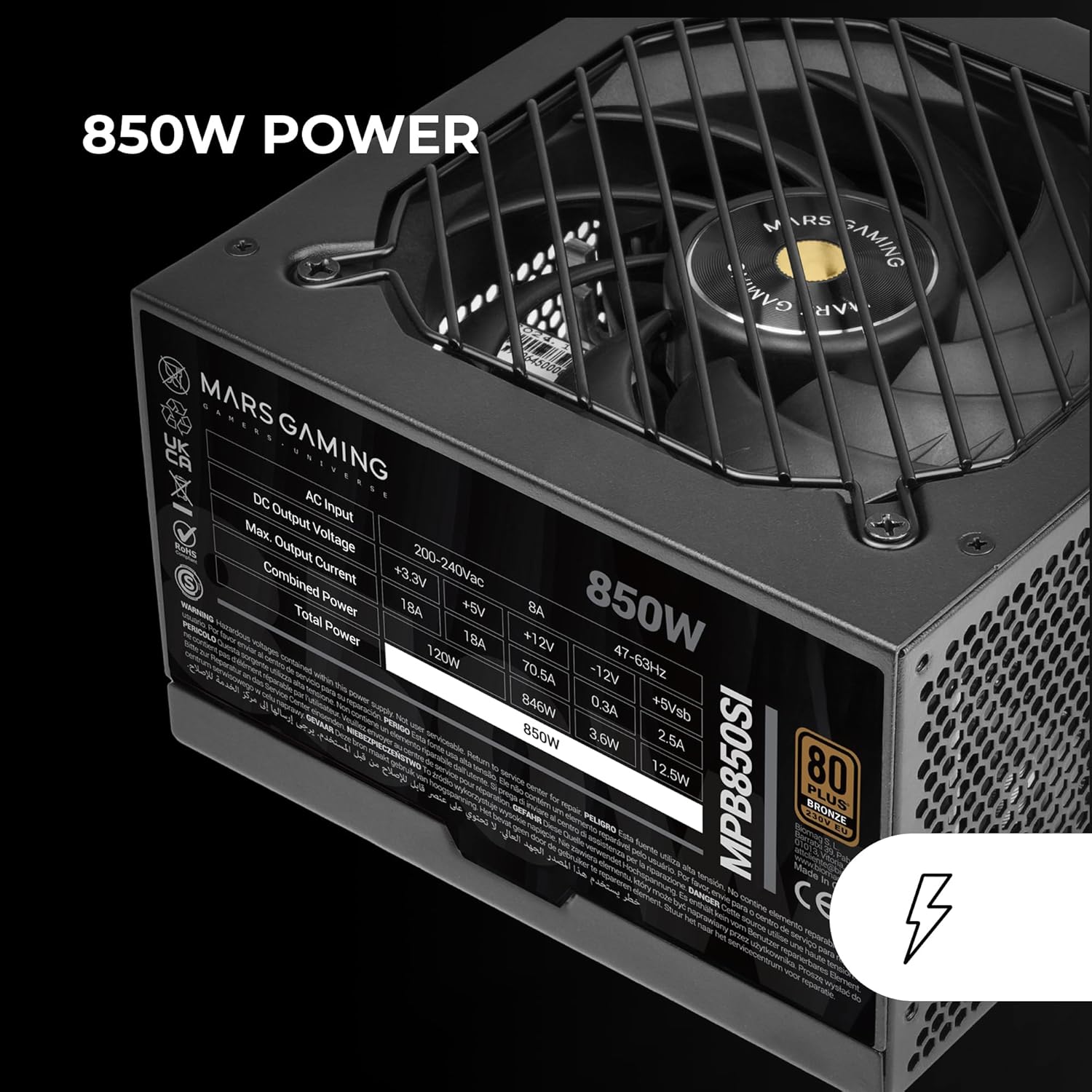 Fonte de Alimentação Mars Gaming MPB850SI/ 850W/ Ventoinha 12cm/ 80 Plus Bronze - Imagem 4