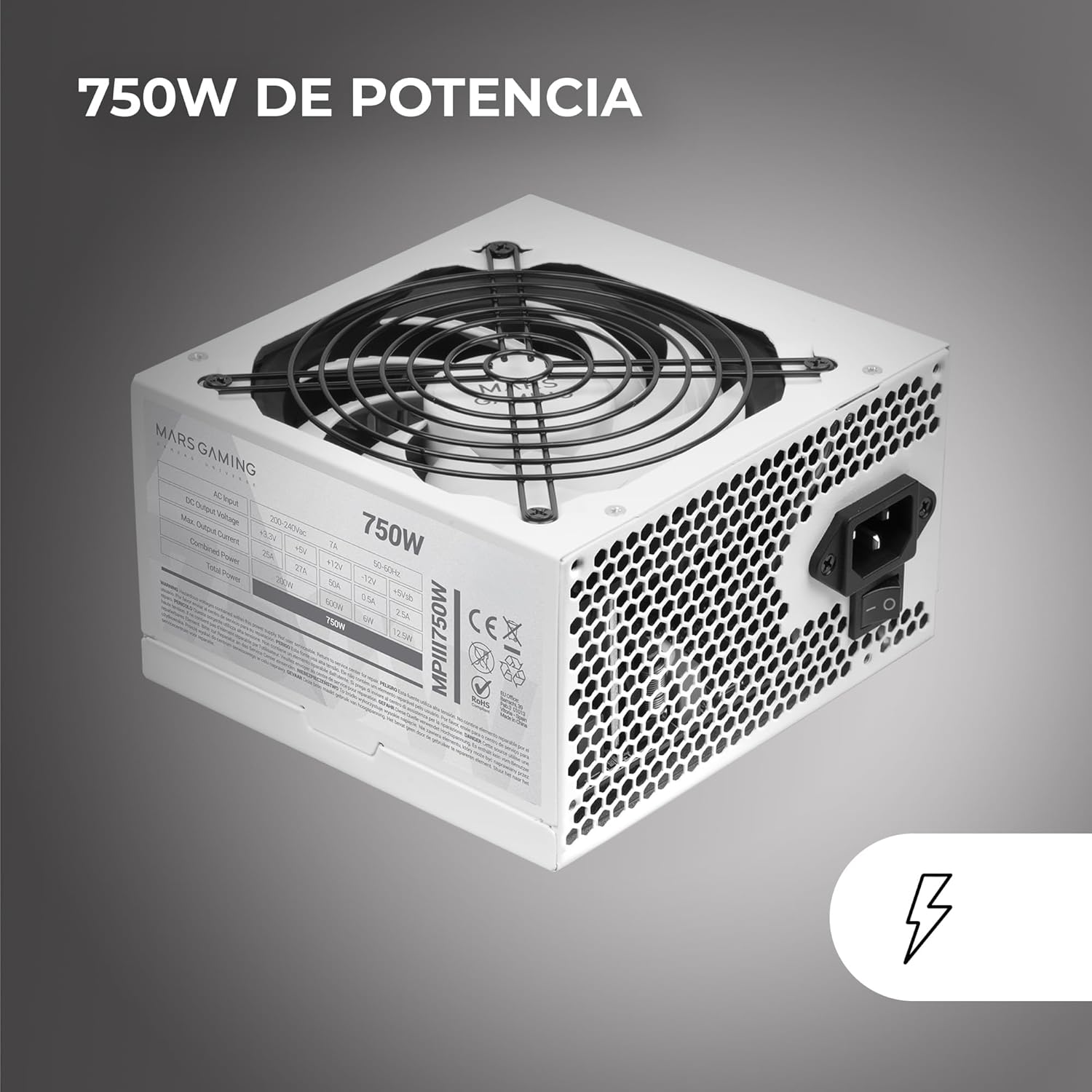 Fonte de Alimentação Mars Gaming MPIII750W/ 750W/ Ventoinha 12cm - Imagem 2