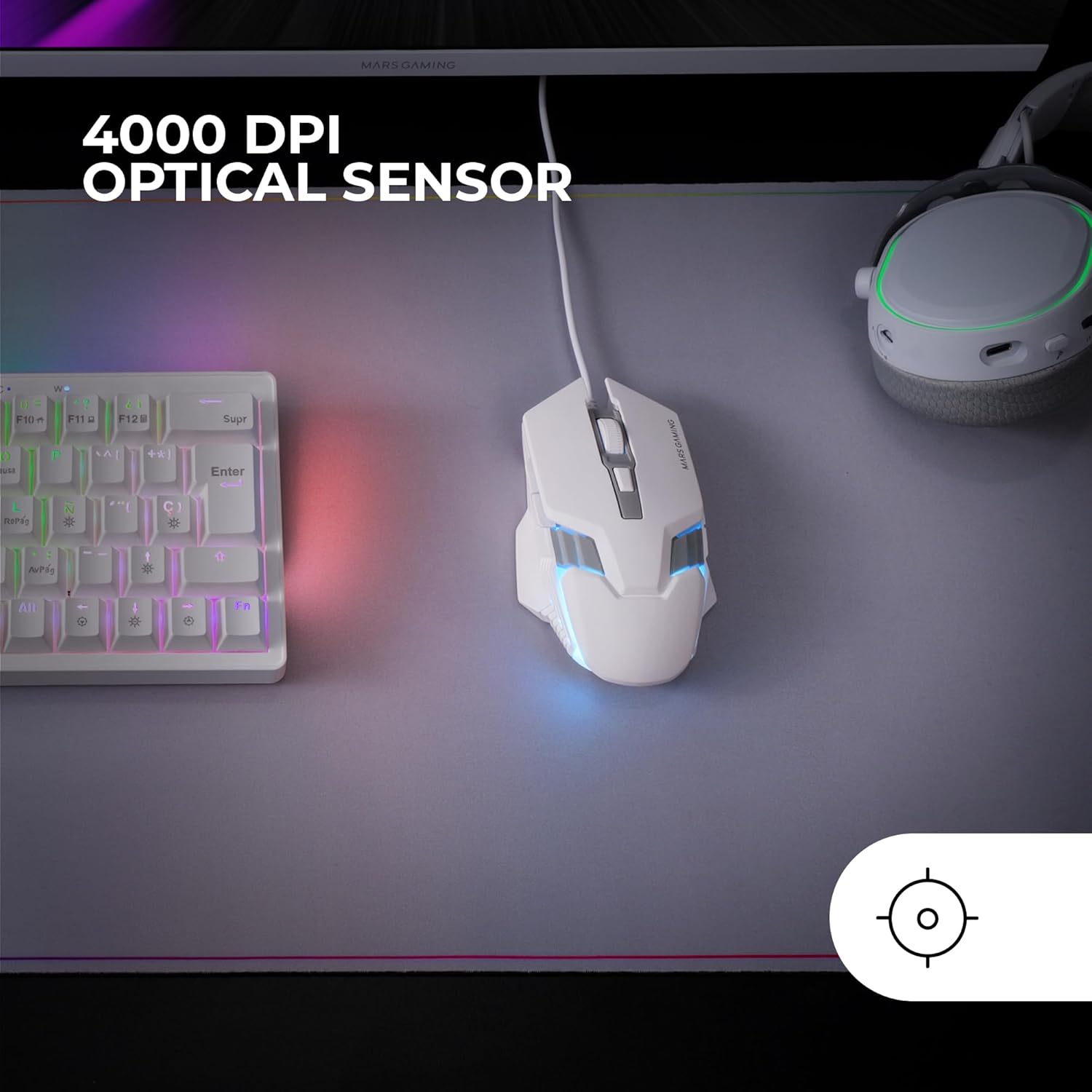 Rato Gaming Mars Gaming MM024/ Até 4000 DPI/ Branco - Imagem 3