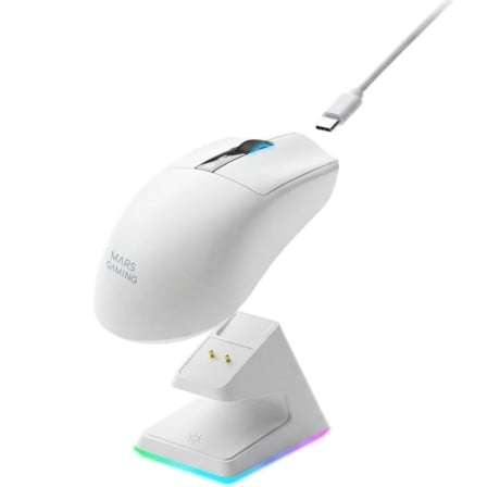 Rato Gaming Wireless Mars Gaming MMW-Elite 20000 DPI Sensor PixArt PAW3311PRO Tri-mode OLED Branco - Imagem 2