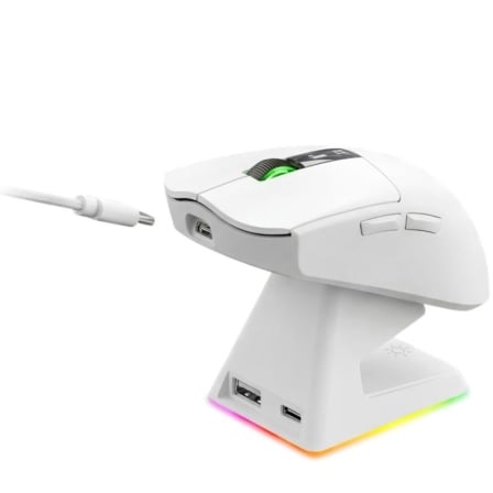 Rato Gaming Wireless Mars Gaming MMW-Elite 20000 DPI Sensor PixArt PAW3311PRO Tri-mode OLED Branco - Imagem 3