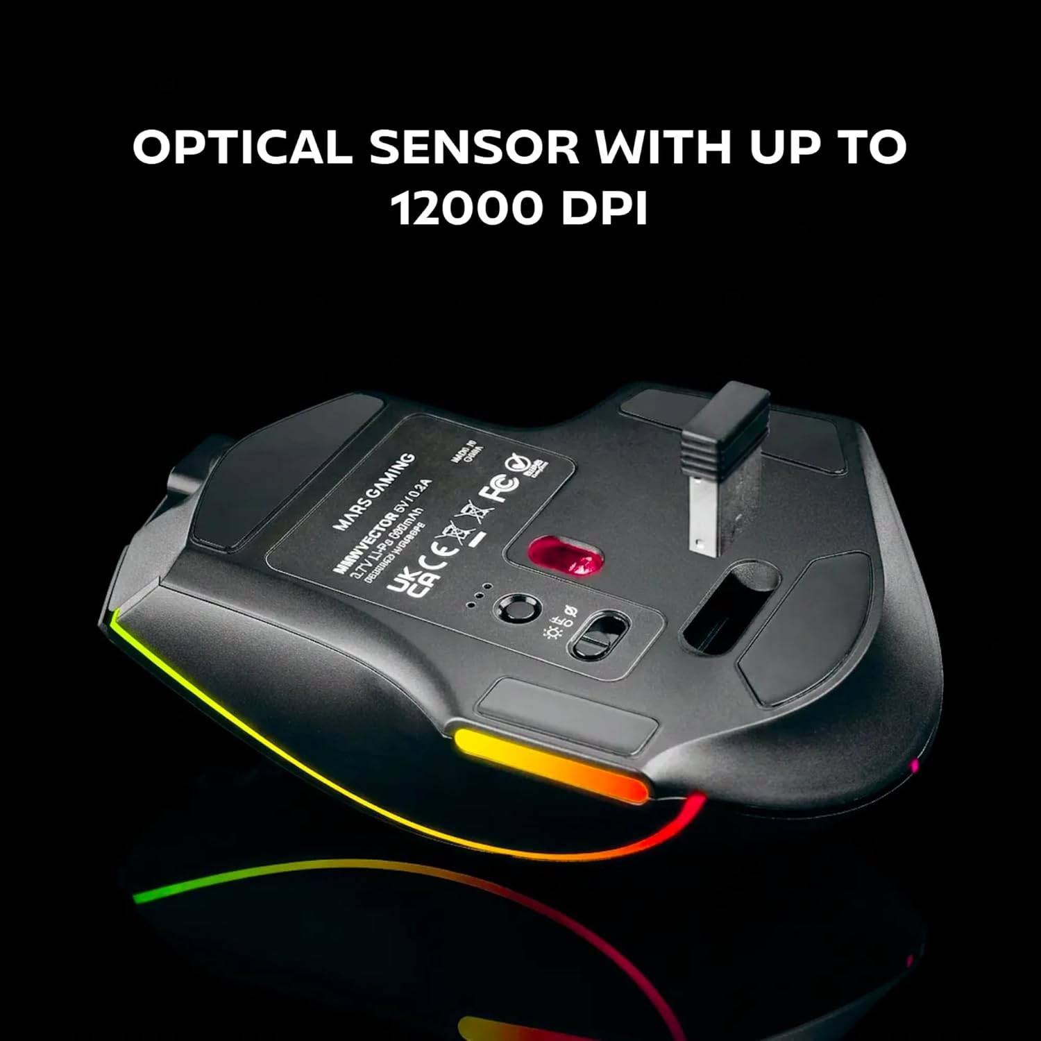 Rato Sem Fios Mars Gaming MMW-VECTOR Tri-mode 12000 DPI RGB Recarregável - Imagem 6