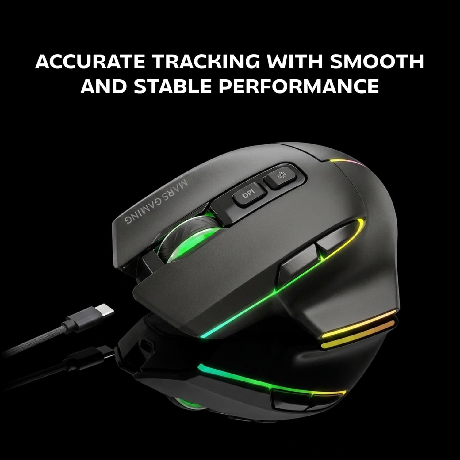 Rato Sem Fios Mars Gaming MMW-VECTOR Tri-mode 12000 DPI RGB Recarregável - Imagem 5