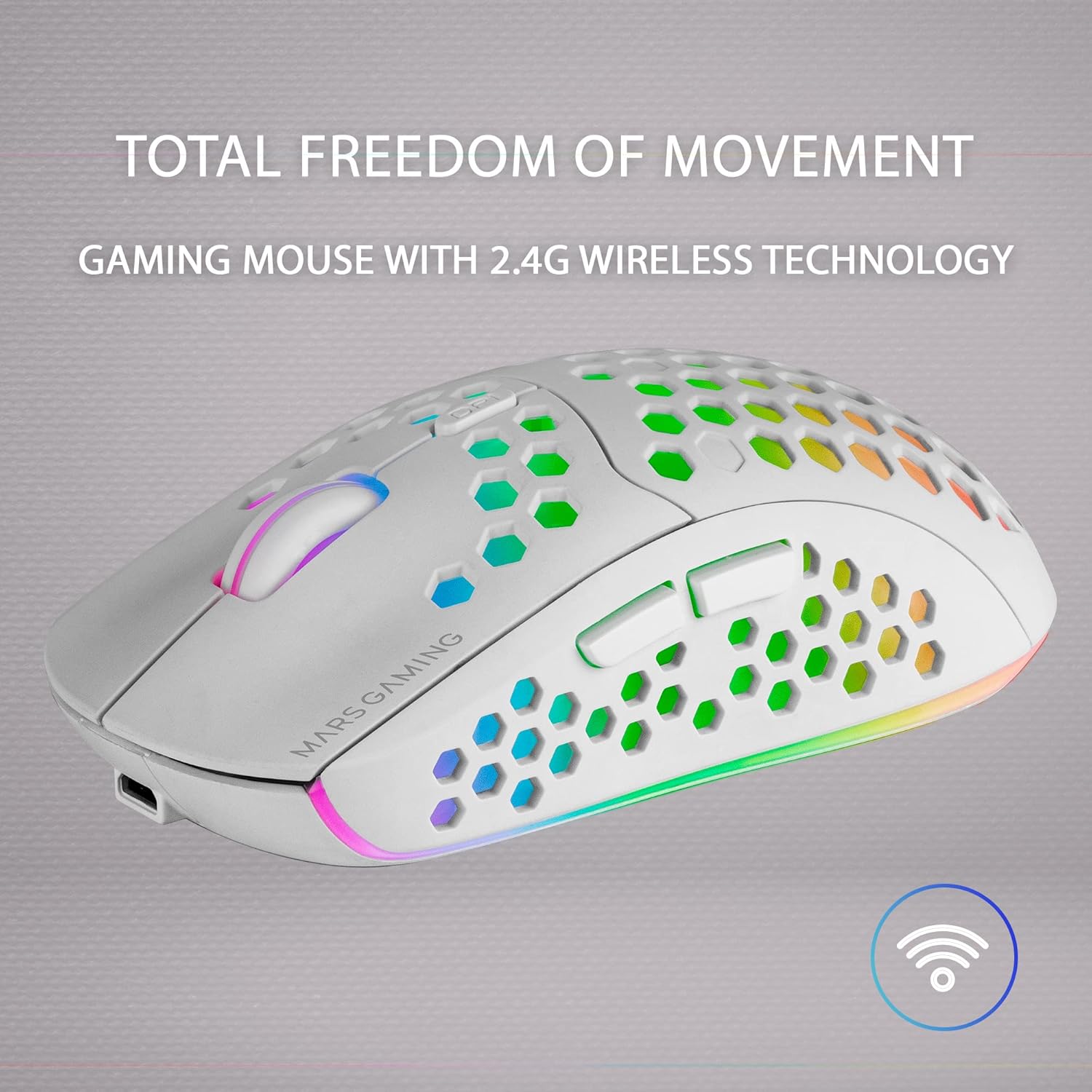 Rato Gaming Sem Fios Mars Gaming MMW3W/ Bateria recarregável/ Até 3200 DPI/ Branco - Imagem 3