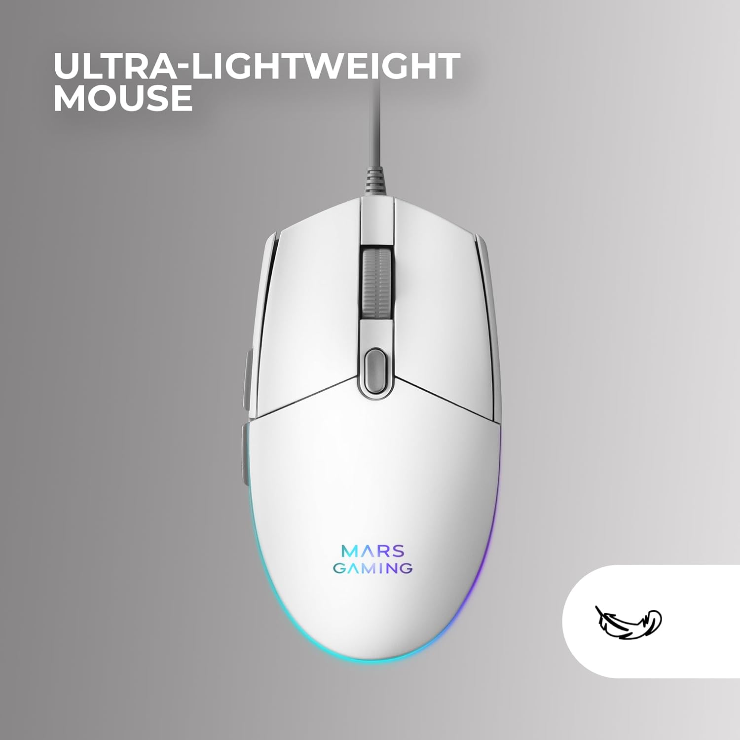 Pack Gaming Mars Gaming MCP-RGB3W Teclado TKL H-Mech Rato 3200 DPI Headset RGB e Tapete XXL Branco - Imagem 3