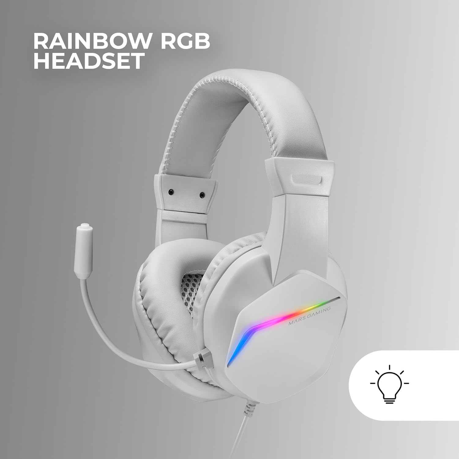 Pack Gaming Mars Gaming MCP-RGB3W Teclado TKL H-Mech Rato 3200 DPI Headset RGB e Tapete XXL Branco - Imagem 4