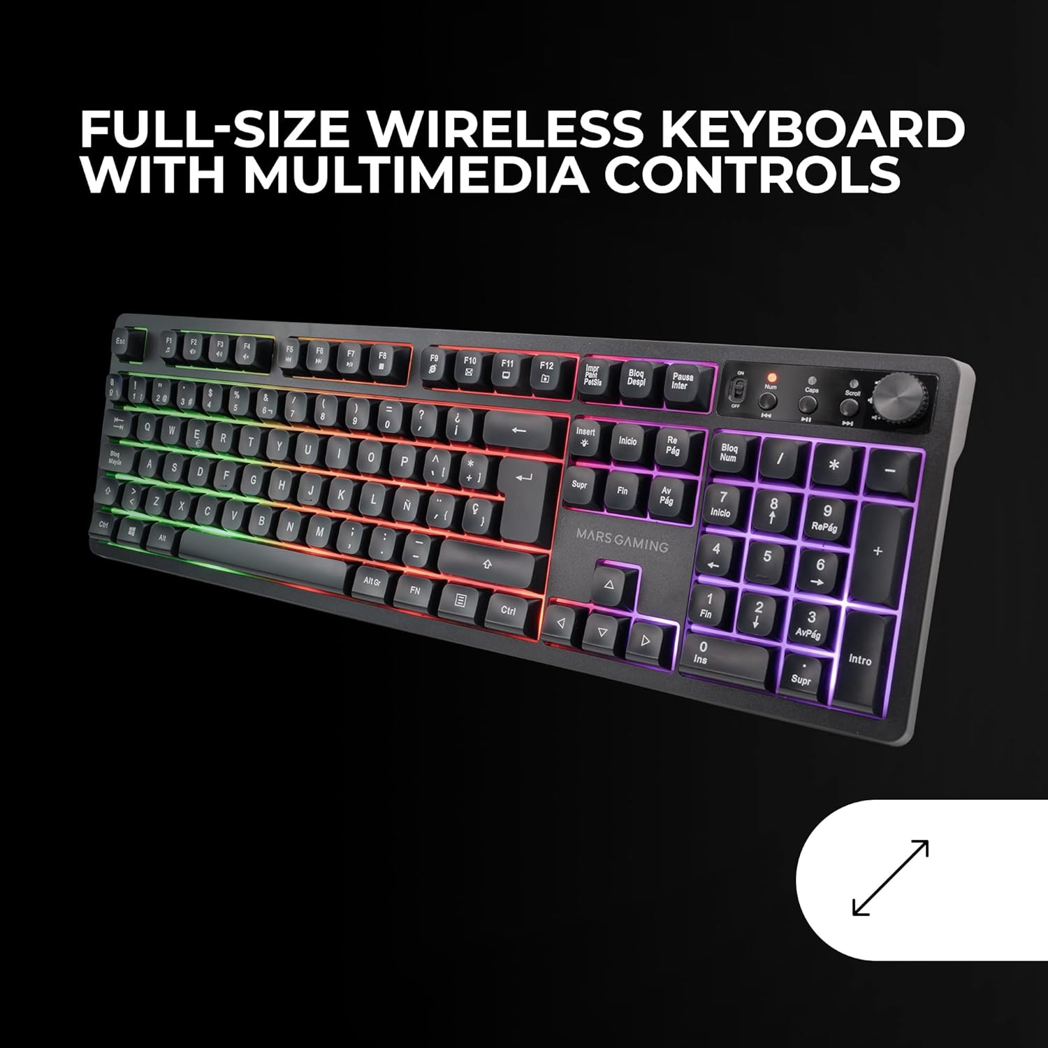 Pack Gaming Mars Gaming MCPWX 3-em-1 Teclado FRGB Rato Wireless 3200 DPI e Tapete Preto - Imagem 3