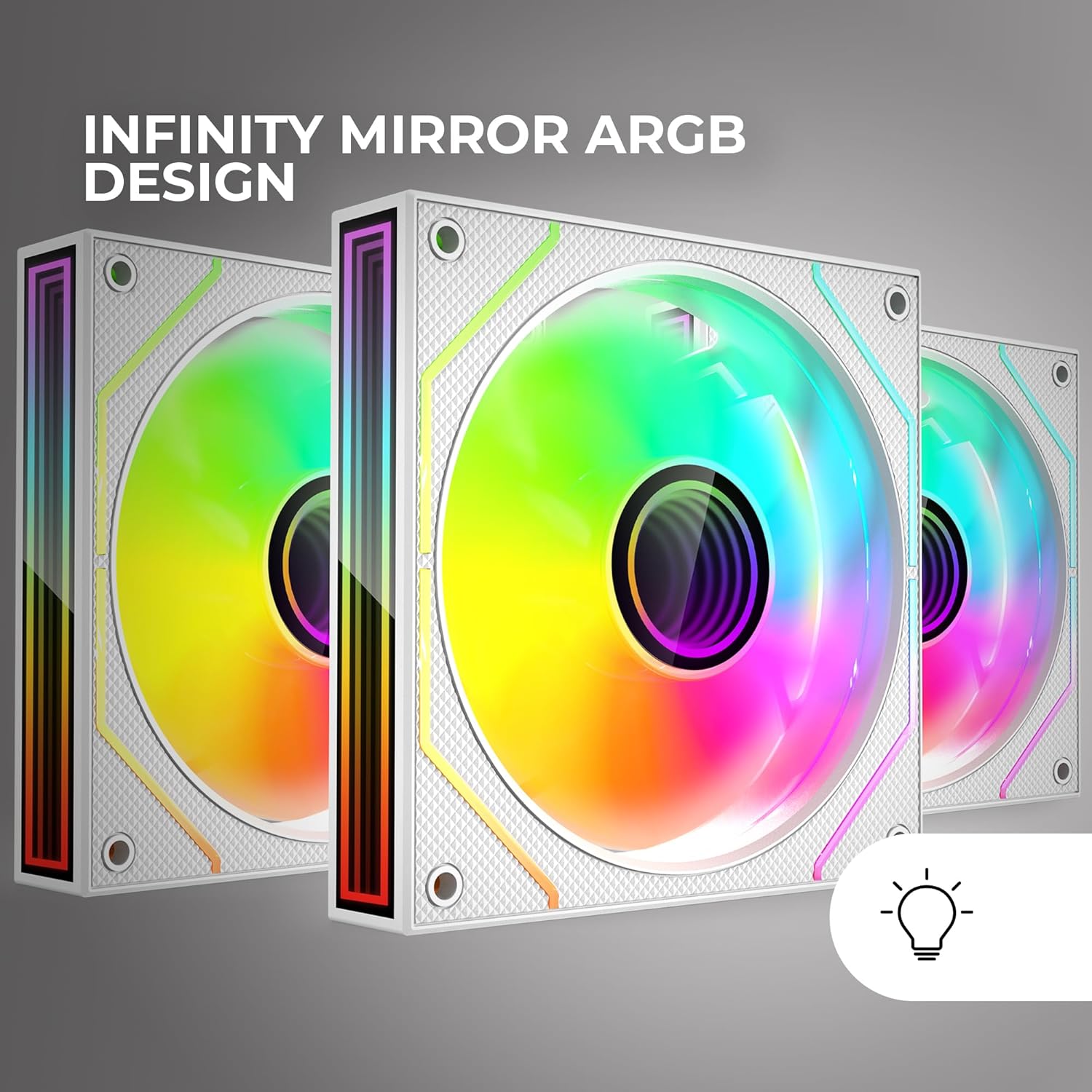 Pack 3 Ventoinhas Mars Gaming MF-3DPROKIT/ 12cm + HUB + Comando à Distância/ ARGB/ Branco - Imagem 3