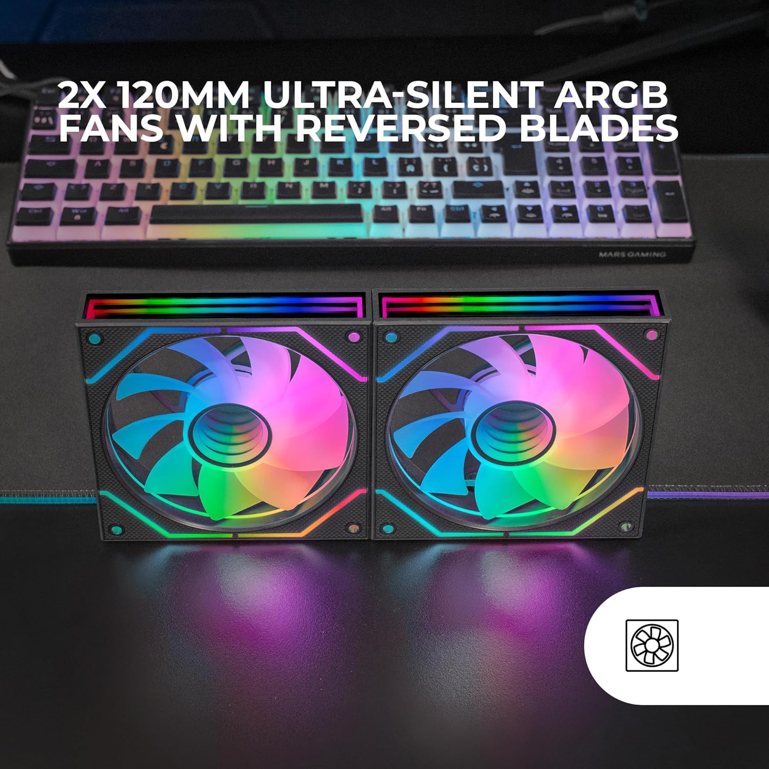 Pack 2 Ventoinhas Mars Gaming MF-3DPROX2R/ 12cm/ ARGB - Imagem 2