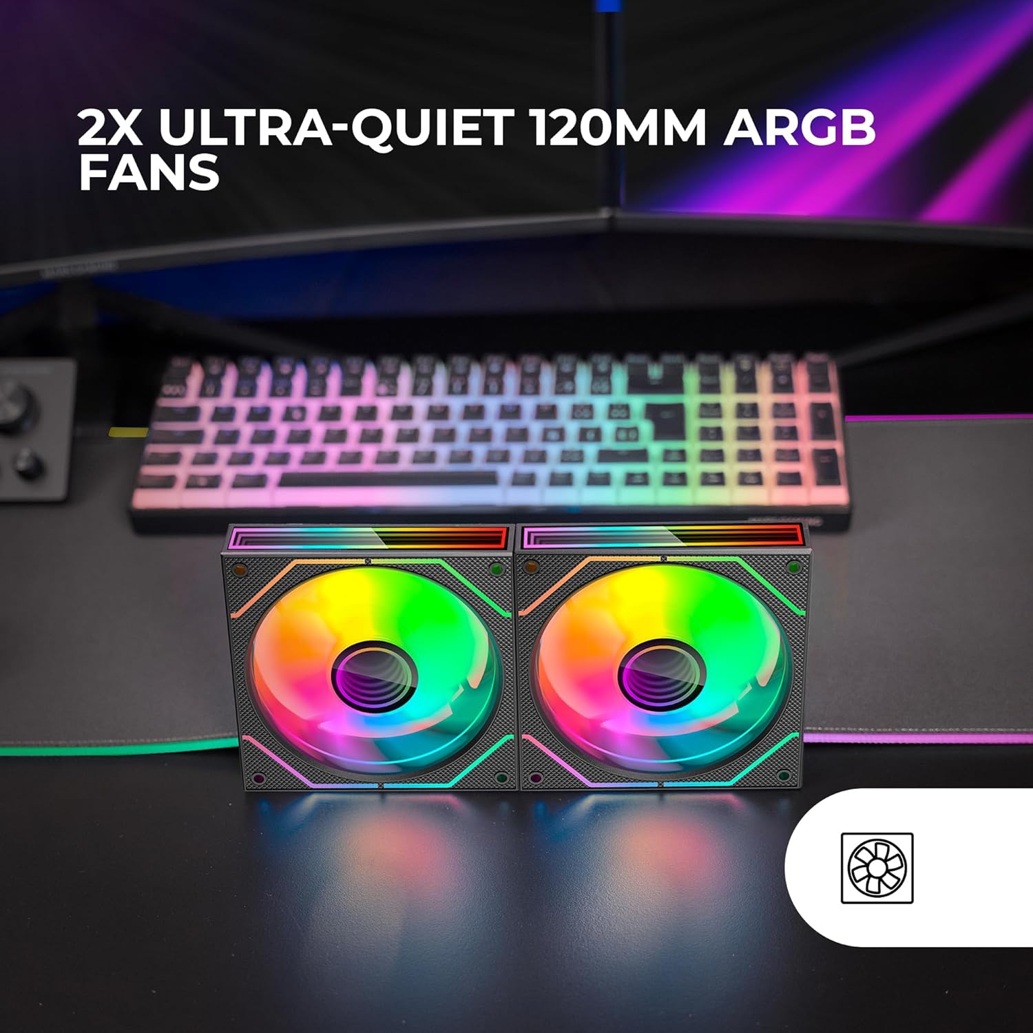 Pack 2 Ventiladores Mars Gaming MF-3DPROX2/ 12cm/ ARGB - Imagem 2