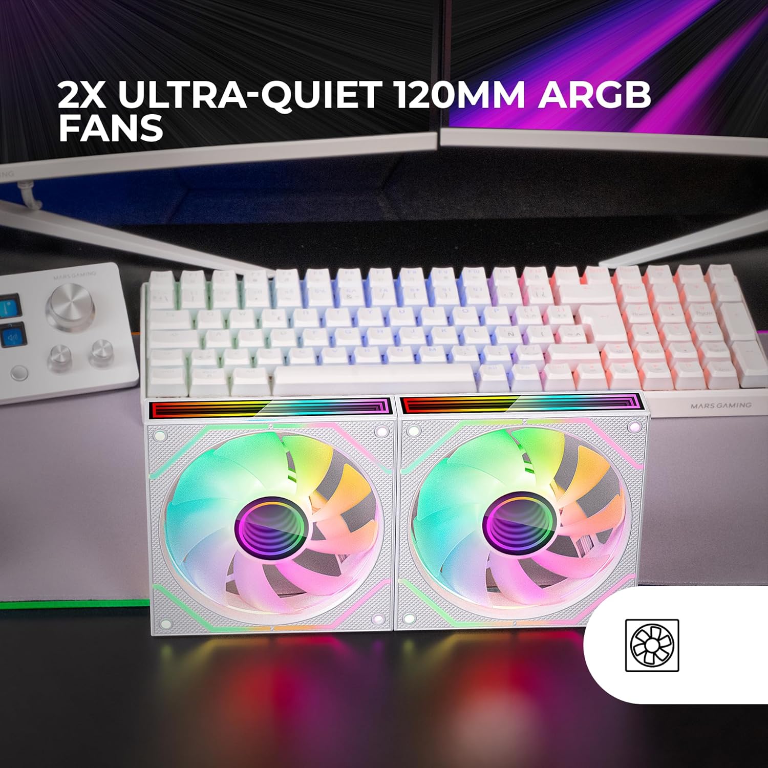 Pack 2 Ventoinhas Mars Gaming MF-3DPROX2/ 12cm/ ARGB/ Brancas - Imagem 2