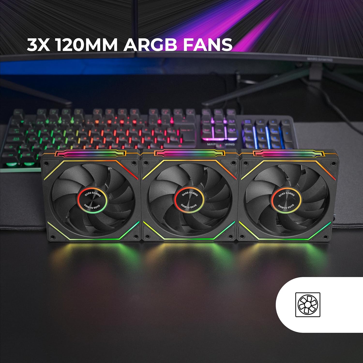 Pack 3 Ventoinhas Mars Gaming MF-LINKFINITYKIT2/ 12cm/ ARGB - Imagem 2