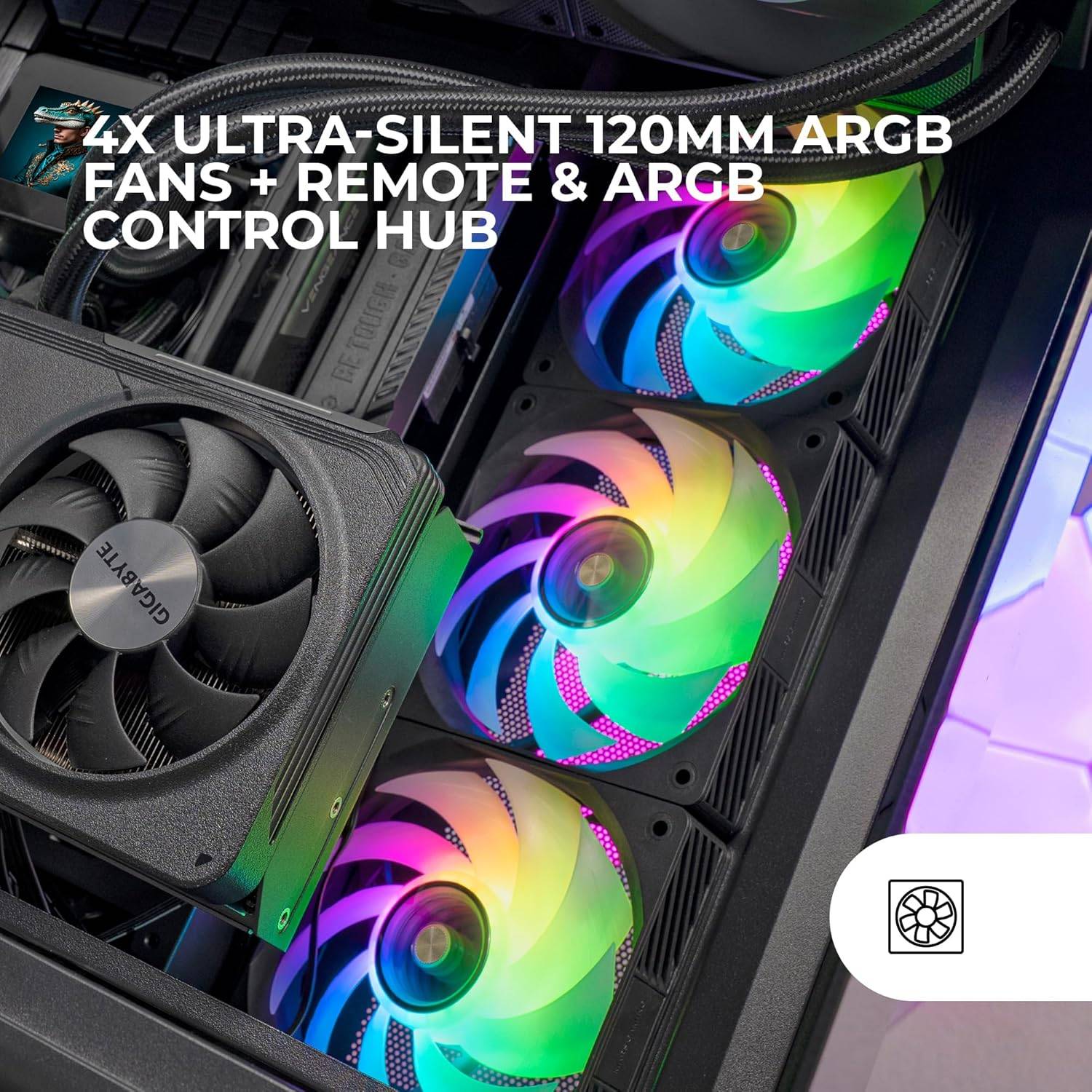 Pack 4 Ventiladores Mars Gaming MF-SI4KIT/ 12cm + HUB + Comando à Distância/ ARGB - Imagem 2