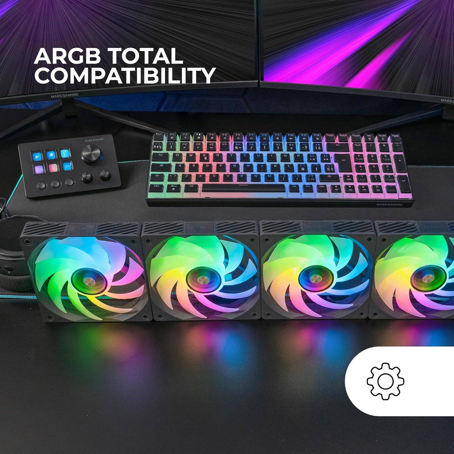 Pack 4 Ventiladores Mars Gaming MF-SI4KIT/ 12cm + HUB + Comando à Distância/ ARGB - Imagem 3