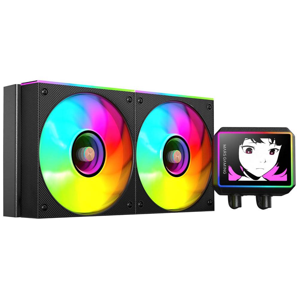 Refrigerador Líquido Mars Gaming ML-VISIONII360 360mm Ecrã IPS 2.8" 3x Ventoinhas ARGB 600W TDP Preto
