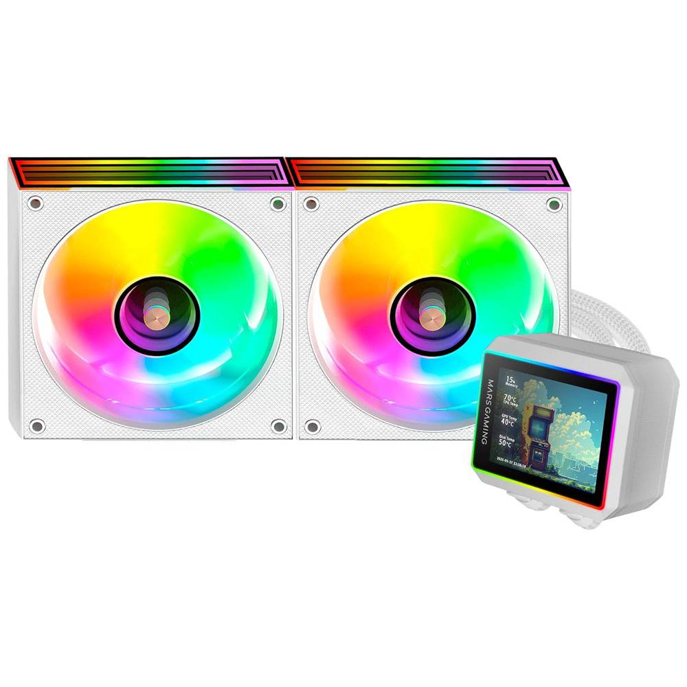 Refrigeração Líquida Mars Gaming ML-VISIONII360 360mm Ecrã IPS 2.8" ARGB 600W TDP Branco - Imagem 3