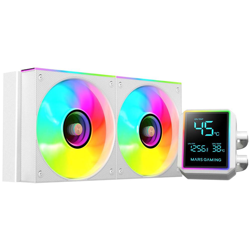 Refrigeração Líquida Mars Gaming ML-VISIONII360 360mm Ecrã IPS 2.8" ARGB 600W TDP Branco
