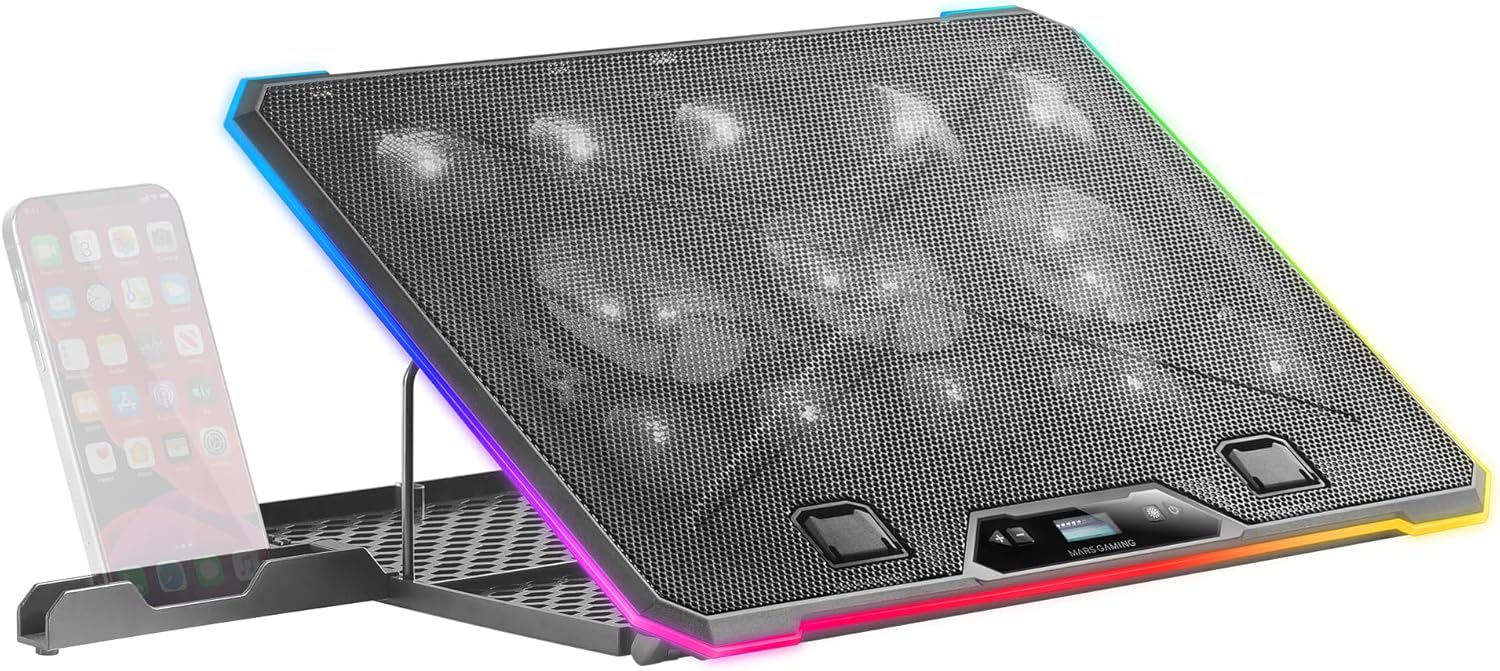 Base Refrigeradora Mars Gaming MNBC13 para Portáteis até 17"/ Iluminação LED