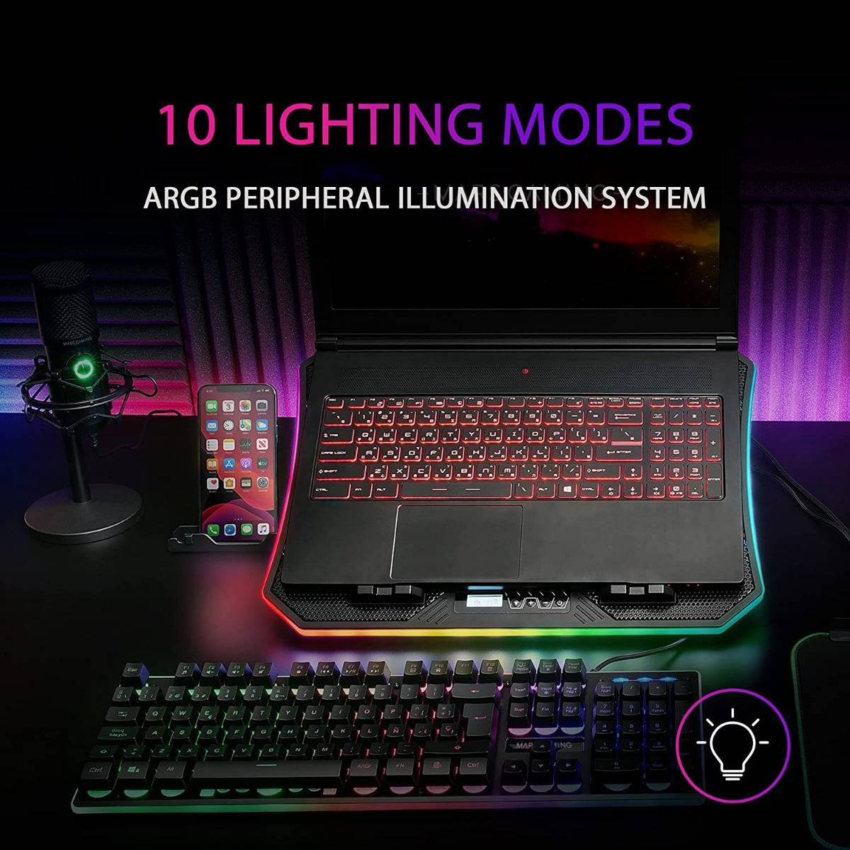 Suporte Refrigerante Mars Gaming MNBC6 para Portáteis até 19"/ Iluminação LED - Imagem 5