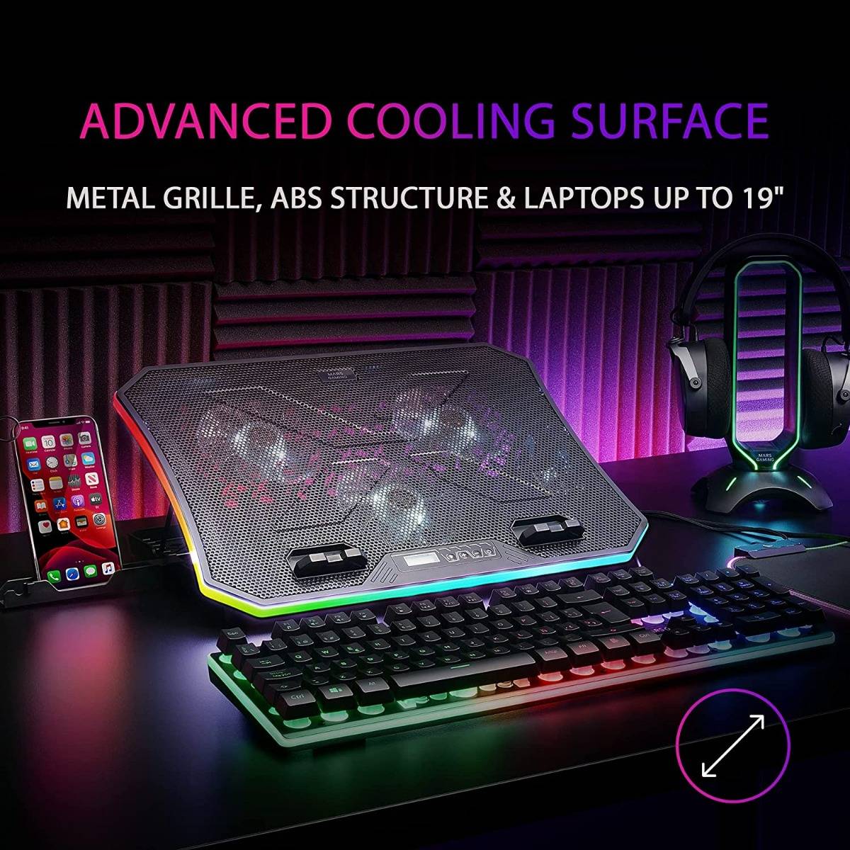 Suporte Refrigerante Mars Gaming MNBC6 para Portáteis até 19"/ Iluminação LED - Imagem 4